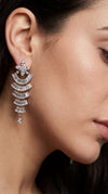 White Crystal Cascading Earrings for Women - Party & Wedding Wear