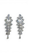 White Crystal Cascading Earrings for Women - Party & Wedding Wear - view 4