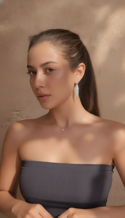 White Crystal Chandelier Earrings for Women - Party & Wedding Wear - view 2