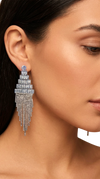White Crystal Chandelier Earrings for Women - Party & Wedding Wear - view 3