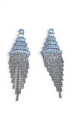 White Crystal Chandelier Earrings for Women - Party & Wedding Wear - view 5