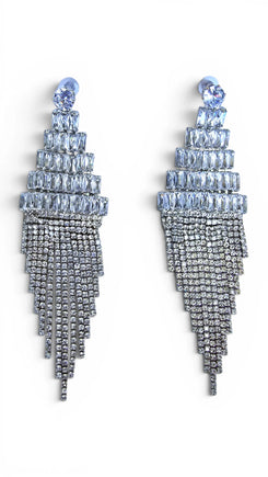 White Crystal Chandelier Earrings for Women - Party & Wedding Wear - view 6
