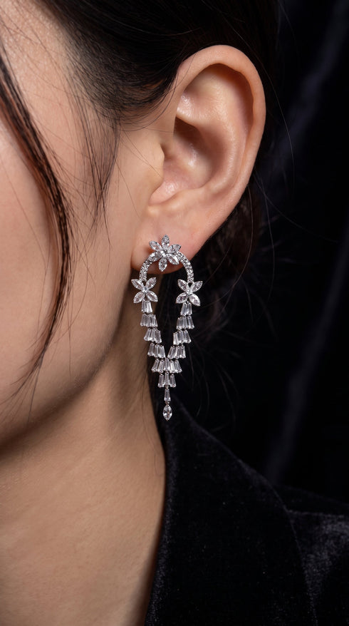 White Crystal Sunshine Earrings - Party & Wedding Wear