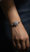 White Floral Crystal Cuff Bracelet for Women - Party & Wedding Wear