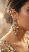 White Floral Diamond Dangling Earrings for women, Cunei India