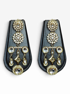 White Floral Diamond Dangling Earrings product photo, Cunei India