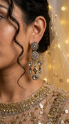 White Floral Diamond Dangling Earrings detail, Cunei India