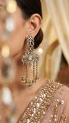 White Ganesha Elephant Dangling Earrings detail, Cunei India