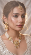 White Gold and Brown Three Piece Multi Strand Pearl Choker Necklace Set - view 3