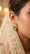 White and Gold Cz Oval Stud Earrings product photo, Cunei India