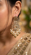 White Kundan Drop Dangling Earrings for women, Cunei India