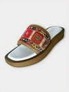 White Mirror Work Embroidered Slider - cunei