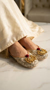 White Mirror Work Jutti for Women