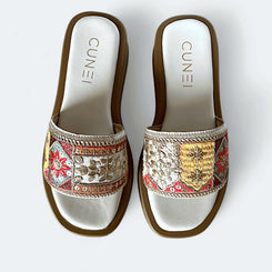 White Embroidered Patchwork Sandals for Women - Casual & Summer Wear - Image 3 - Cunei India