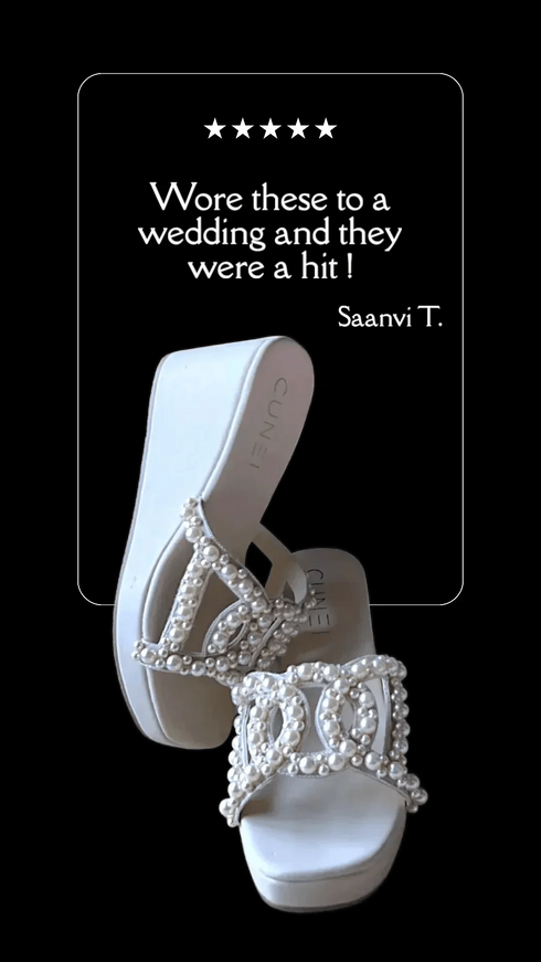 White Pearl Motif Wedges - cunei