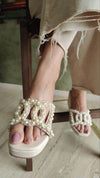 White Pearl Motif Wedges - Wedges