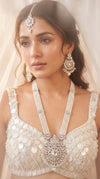 White and Silver Multi Strand Pearl Necklace Set, Cunei India