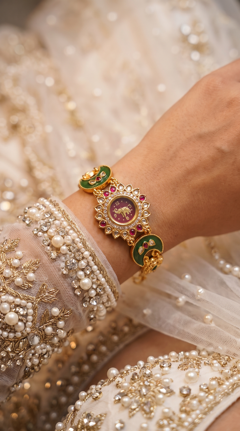 Wine Crescent Peacock Bracelet Watch for women, Cunei India