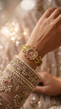 Wine Floral Elephant Bracelet Watch side view, Cunei India