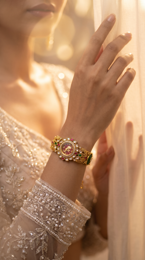 Wine Oval Elephant Bracelet Watch for women, Cunei India