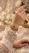 Wine Peacock Temple Bracelet Watch side view, Cunei India