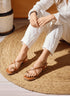 Womens Brown Gladiator Flat Sandals with Toe Ring - cunei