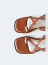 Womens Brown Gladiator Flat Sandals with Toe Ring - cunei