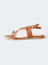 Womens Brown Gladiator Flat Sandals with Toe Ring - cunei