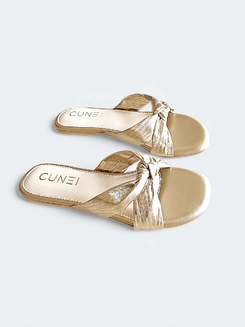 Womens Golden Knot Flat Sandals - cunei