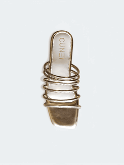 Womens Spaced Gold Gladiator Flat Sandals - cunei