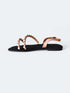 Womens Velvet Black - Pink Studded Flat Sandals - cunei