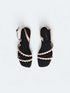 Womens Velvet Black - Pink Studded Flat Sandals - cunei