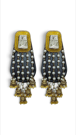 Yellow pearl jhumkas second angle, Cunei India