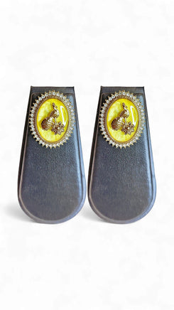 Yellow and Clear Cz Oval Stud Earrings for women, Cunei India