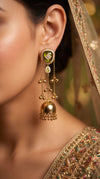 Yellow Stone Kashmiri Earrings for Women - view 2