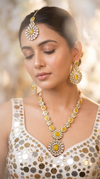 Yellow and White Three Piece Oval Stone Center Necklace Set - view 3