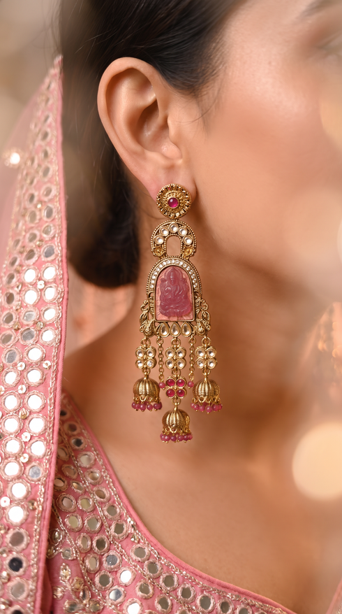 Pink Laxmi Dangling Earrings for Women