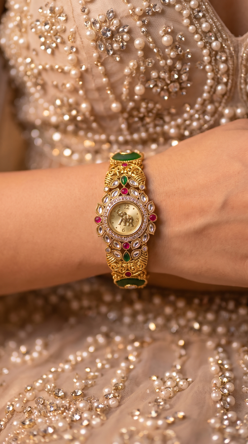 Champagne Oval Elephant Bracelet Watch for women, Cunei India