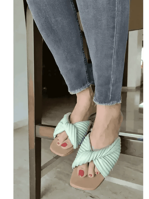 Convoluted Matcha Green Flats - cunei