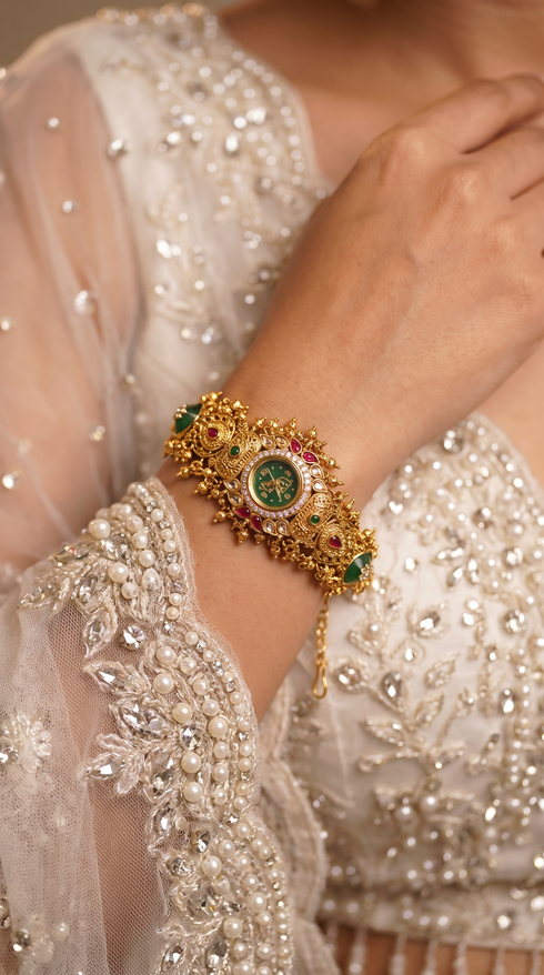 Emerald Shield Ruby Bracelet Watch for women, Cunei India