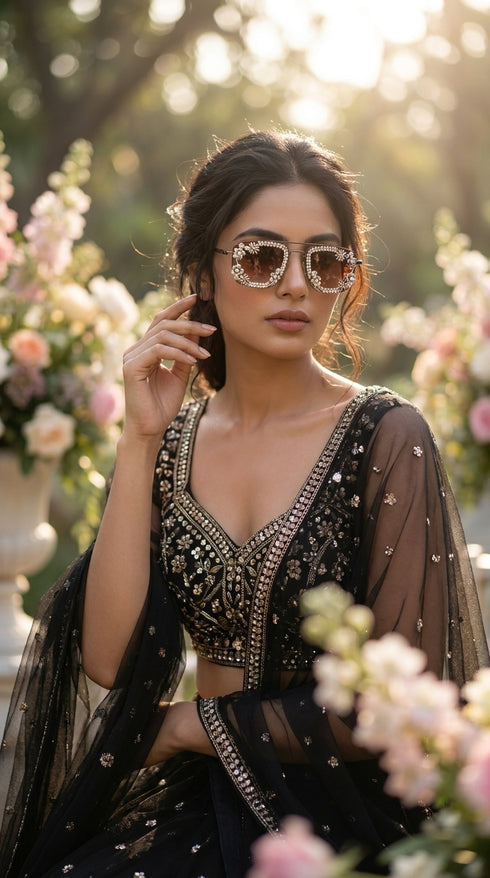 Brown tint crystal glares for women, Cunei India