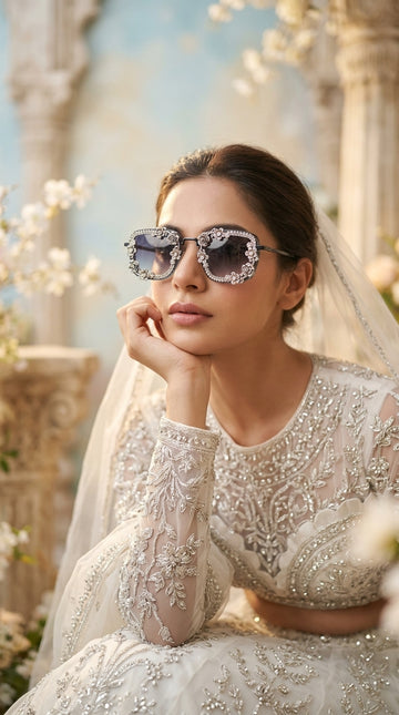 Blue tint silver glares for women, Cunei India