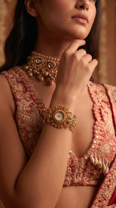 Floral Ghungroo Rajwadi Watch for Women