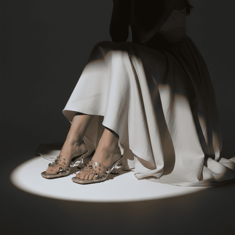 Gold Studded Heels for Women - Party & Office Wear - Image 1 - Cunei India