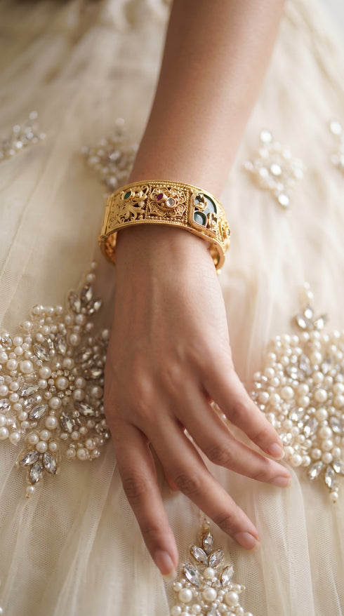 Heirloom Heritage Green Openable Kada Bangles for Women