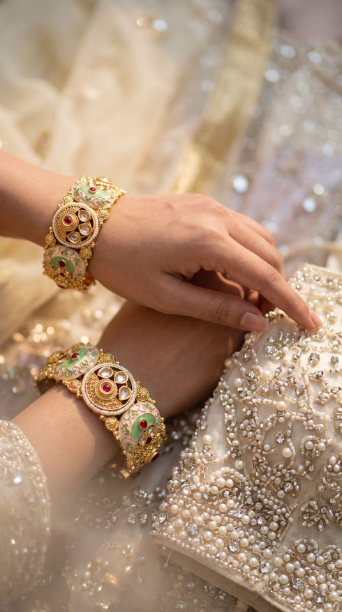Heirloom Heritage Mint Openable Kada Bangles for Women