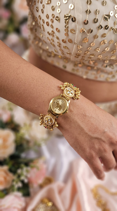 Heritage Maharani White Elephant Dial Rajwadi Watch for Women