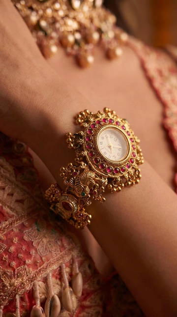 Heritage Pearl and Elephant Rajwadi Ghungroo Watch for Women