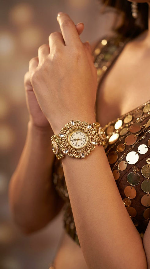Heritage Ranisa Gold Mirror Rajwadi Watch for Women
