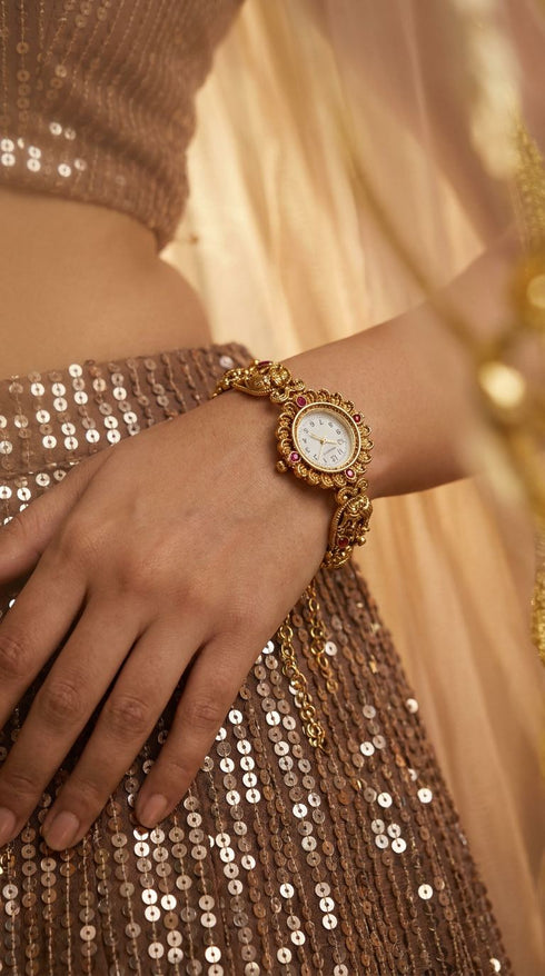 Heritage Ranisa Golden Leaf Rajwadi Watch for Women